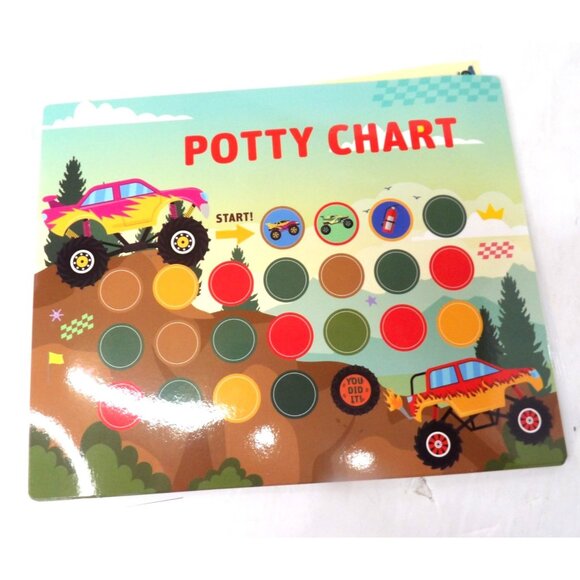 Diapering Baby Toddler Boy's Potty Training Chart Cars Monster Trucks. NEW - Picture 1 of 3